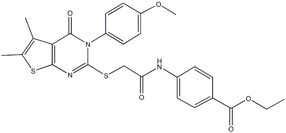 335399-82-1 ethyl 4-[({[3-(4-methoxyphenyl)-5,6-dimethyl-4-oxo-3,4-dihydrothieno[2,3-d]pyrimidin-2-yl]sulfanyl}acetyl)amino]benzoate