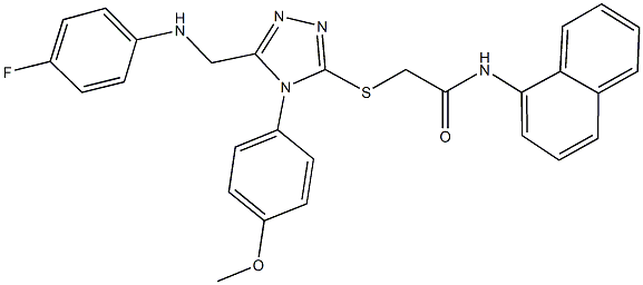 2-{[5-[(4-fluoroanilino)methyl]-4-(4-methoxyphenyl)-4H-1,2,4-triazol-3-yl]sulfanyl}-N-(1-naphthyl)acetamide 结构式