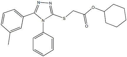 cyclohexyl {[5-(3-methylphenyl)-4-phenyl-4H-1,2,4-triazol-3-yl]sulfanyl}acetate 化学構造式