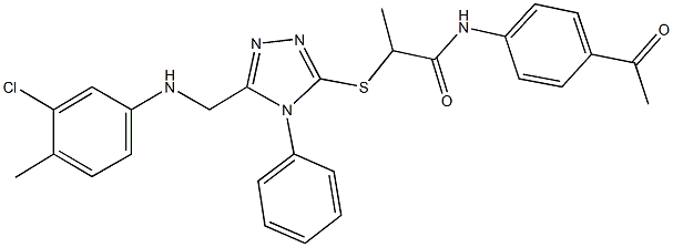 N-(4-acetylphenyl)-2-({5-[(3-chloro-4-methylanilino)methyl]-4-phenyl-4H-1,2,4-triazol-3-yl}sulfanyl)propanamide Structure