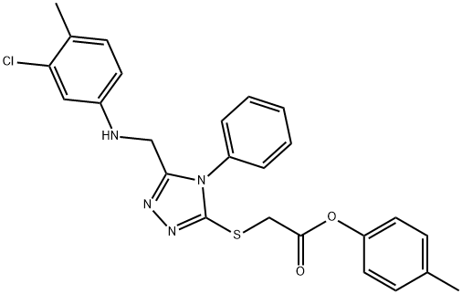 4-methylphenyl ({5-[(3-chloro-4-methylanilino)methyl]-4-phenyl-4H-1,2,4-triazol-3-yl}sulfanyl)acetate Structure