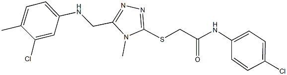 2-[(5-{[(3-chloro-4-methylphenyl)amino]methyl}-4-methyl-4H-1,2,4-triazol-3-yl)sulfanyl]-N-(4-chlorophenyl)acetamide,335401-78-0,结构式