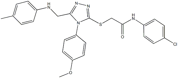 N-(4-chlorophenyl)-2-{[4-(4-methoxyphenyl)-5-(4-toluidinomethyl)-4H-1,2,4-triazol-3-yl]sulfanyl}acetamide Struktur