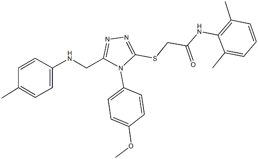 N-(2,6-dimethylphenyl)-2-{[4-(4-methoxyphenyl)-5-(4-toluidinomethyl)-4H-1,2,4-triazol-3-yl]sulfanyl}acetamide,335401-92-8,结构式