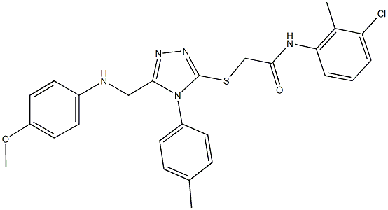 N-(3-chloro-2-methylphenyl)-2-{[5-[(4-methoxyanilino)methyl]-4-(4-methylphenyl)-4H-1,2,4-triazol-3-yl]sulfanyl}acetamide Struktur