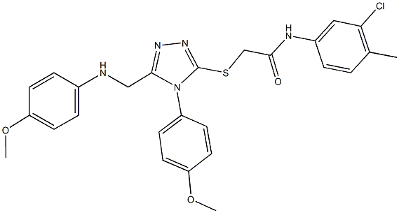 N-(3-chloro-4-methylphenyl)-2-{[5-[(4-methoxyanilino)methyl]-4-(4-methoxyphenyl)-4H-1,2,4-triazol-3-yl]sulfanyl}acetamide Structure