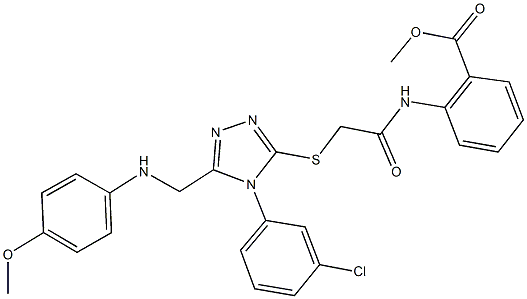 methyl 2-{[({4-(3-chlorophenyl)-5-[(4-methoxyanilino)methyl]-4H-1,2,4-triazol-3-yl}sulfanyl)acetyl]amino}benzoate Structure