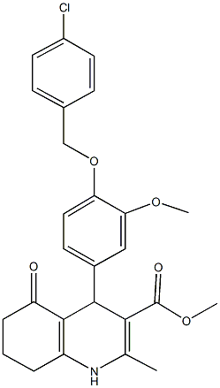 methyl 4-{4-[(4-chlorobenzyl)oxy]-3-methoxyphenyl}-2-methyl-5-oxo-1,4,5,6,7,8-hexahydro-3-quinolinecarboxylate Struktur