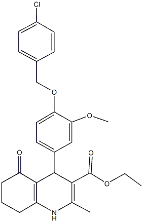 ethyl 4-{4-[(4-chlorobenzyl)oxy]-3-methoxyphenyl}-2-methyl-5-oxo-1,4,5,6,7,8-hexahydro-3-quinolinecarboxylate Structure