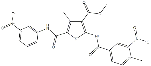 methyl 5-({3-nitroanilino}carbonyl)-2-({3-nitro-4-methylbenzoyl}amino)-4-methyl-3-thiophenecarboxylate 化学構造式