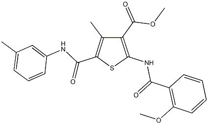 methyl 4-methyl-2-({[2-(methyloxy)phenyl]carbonyl}amino)-5-{[(3-methylphenyl)amino]carbonyl}thiophene-3-carboxylate 结构式