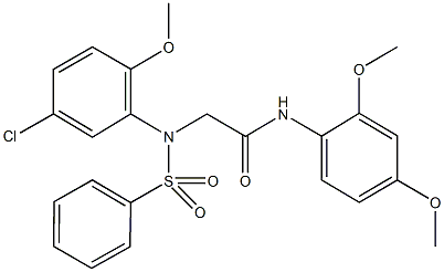 2-[5-chloro-2-methoxy(phenylsulfonyl)anilino]-N-(2,4-dimethoxyphenyl)acetamide,335414-38-5,结构式