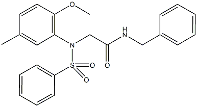 N-benzyl-2-[2-methoxy-5-methyl(phenylsulfonyl)anilino]acetamide Struktur