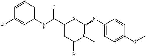 N-(3-chlorophenyl)-2-[(4-methoxyphenyl)imino]-3-methyl-4-oxo-1,3-thiazinane-6-carboxamide Struktur