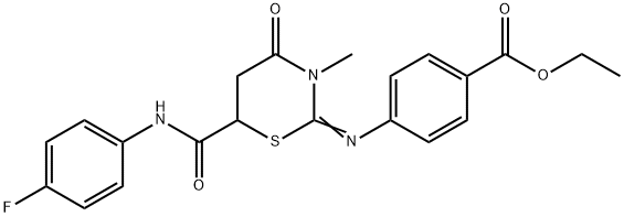 335419-50-6 ethyl 4-({6-[(4-fluoroanilino)carbonyl]-3-methyl-4-oxo-1,3-thiazinan-2-ylidene}amino)benzoate