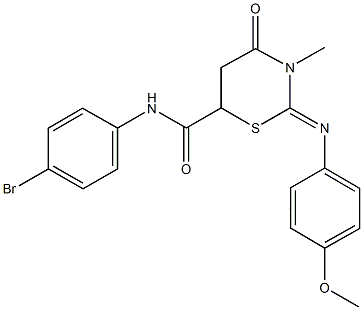N-(4-bromophenyl)-2-[(4-methoxyphenyl)imino]-3-methyl-4-oxo-1,3-thiazinane-6-carboxamide Struktur