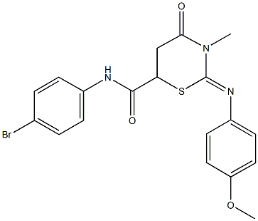 N-(4-bromophenyl)-2-[(4-methoxyphenyl)imino]-3-methyl-4-oxo-1,3-thiazinane-6-carboxamide 化学構造式