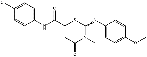 N-(4-chlorophenyl)-2-[(4-methoxyphenyl)imino]-3-methyl-4-oxo-1,3-thiazinane-6-carboxamide 化学構造式