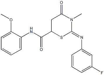 2-[(3-fluorophenyl)imino]-N-(2-methoxyphenyl)-3-methyl-4-oxo-1,3-thiazinane-6-carboxamide Struktur