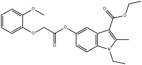 ethyl 1-ethyl-5-{[(2-methoxyphenoxy)acetyl]oxy}-2-methyl-1H-indole-3-carboxylate Struktur