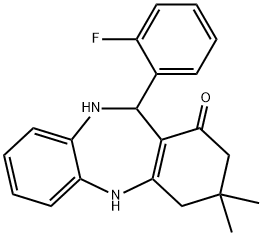 11-(2-fluorophenyl)-3,3-dimethyl-2,3,4,5,10,11-hexahydro-1H-dibenzo[b,e][1,4]diazepin-1-one Structure