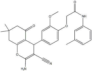 2-[4-(2-amino-3-cyano-7,7-dimethyl-5-oxo-5,6,7,8-tetrahydro-4H-chromen-4-yl)-2-methoxyphenoxy]-N-(3-methylphenyl)acetamide|