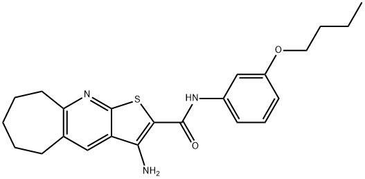 3-amino-N-(3-butoxyphenyl)-6,7,8,9-tetrahydro-5H-cyclohepta[b]thieno[3,2-e]pyridine-2-carboxamide,336180-82-6,结构式