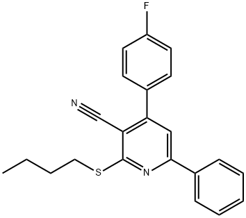 2-(butylsulfanyl)-4-(4-fluorophenyl)-6-phenylnicotinonitrile Structure