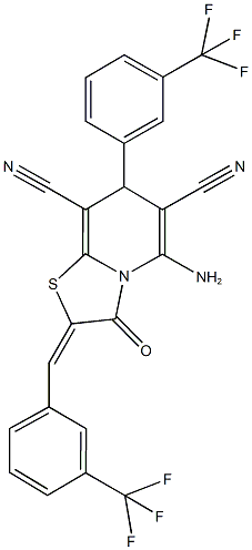 5-amino-3-oxo-2-[3-(trifluoromethyl)benzylidene]-7-[3-(trifluoromethyl)phenyl]-2,3-dihydro-7H-[1,3]thiazolo[3,2-a]pyridine-6,8-dicarbonitrile Structure