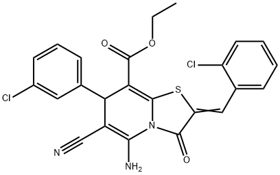 ethyl 5-amino-2-(2-chlorobenzylidene)-7-(3-chlorophenyl)-6-cyano-3-oxo-2,3-dihydro-7H-[1,3]thiazolo[3,2-a]pyridine-8-carboxylate Structure