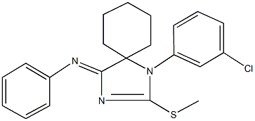N-[1-(3-chlorophenyl)-2-(methylsulfanyl)-1,3-diazaspiro[4.5]dec-2-en-4-ylidene]-N-phenylamine 化学構造式