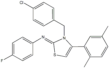 N-(3-(4-chlorobenzyl)-4-(2,5-dimethylphenyl)-1,3-thiazol-2(3H)-ylidene)-N-(4-fluorophenyl)amine 结构式