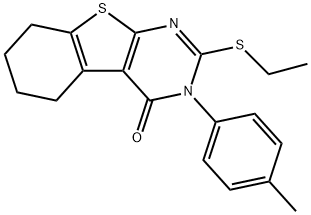 2-(ethylsulfanyl)-3-(4-methylphenyl)-5,6,7,8-tetrahydro[1]benzothieno[2,3-d]pyrimidin-4(3H)-one,337348-91-1,结构式