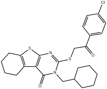 2-{[2-(4-chlorophenyl)-2-oxoethyl]sulfanyl}-3-(cyclohexylmethyl)-5,6,7,8-tetrahydro[1]benzothieno[2,3-d]pyrimidin-4(3H)-one,337350-55-7,结构式