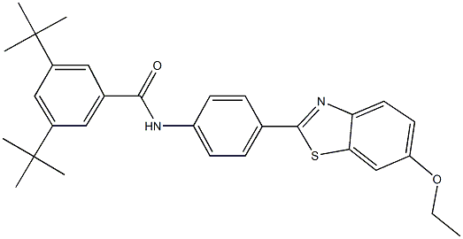 3,5-ditert-butyl-N-[4-(6-ethoxy-1,3-benzothiazol-2-yl)phenyl]benzamide 化学構造式