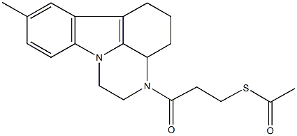 S-[3-(8-methyl-1,2,3a,4,5,6-hexahydro-3H-pyrazino[3,2,1-jk]carbazol-3-yl)-3-oxopropyl] ethanethioate Struktur