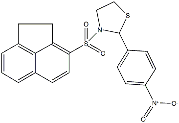3-(1,2-dihydro-3-acenaphthylenylsulfonyl)-2-{4-nitrophenyl}-1,3-thiazolidine 化学構造式