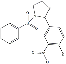 2-{4-chloro-3-nitrophenyl}-3-(phenylsulfonyl)-1,3-thiazolidine 化学構造式