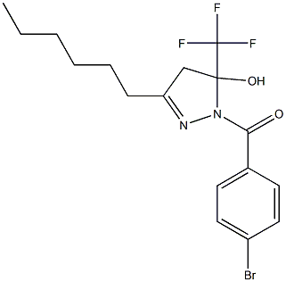 1-(4-bromobenzoyl)-3-hexyl-5-(trifluoromethyl)-4,5-dihydro-1H-pyrazol-5-ol,337354-06-0,结构式