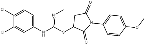 1-(4-methoxyphenyl)-2,5-dioxo-3-pyrrolidinyl N'-(3,4-dichlorophenyl)-N-methylimidothiocarbamate 结构式