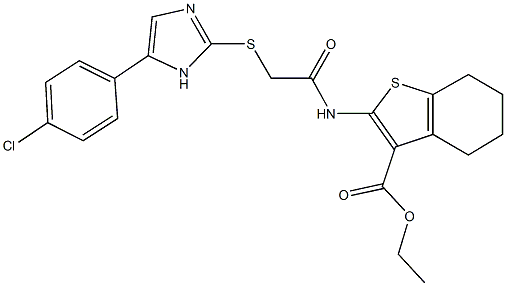 ethyl 2-[({[5-(4-chlorophenyl)-1H-imidazol-2-yl]sulfanyl}acetyl)amino]-4,5,6,7-tetrahydro-1-benzothiophene-3-carboxylate Struktur