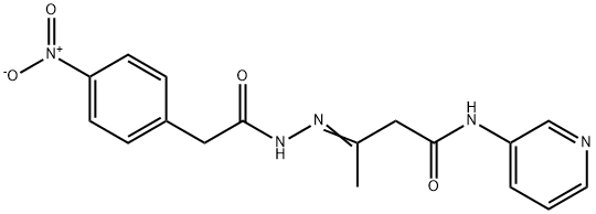 3-[({4-nitrophenyl}acetyl)hydrazono]-N-(3-pyridinyl)butanamide 化学構造式