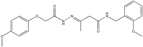N-(2-methoxybenzyl)-3-{[(4-methoxyphenoxy)acetyl]hydrazono}butanamide Structure