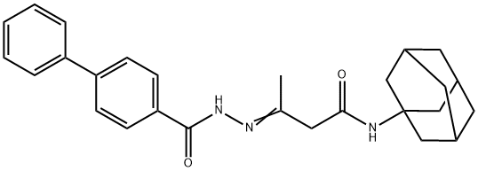 N-(1-adamantyl)-3-[([1,1'-biphenyl]-4-ylcarbonyl)hydrazono]butanamide Struktur