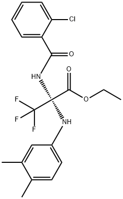 ethyl 2-[(2-chlorobenzoyl)amino]-2-(3,4-dimethylanilino)-3,3,3-trifluoropropanoate Struktur