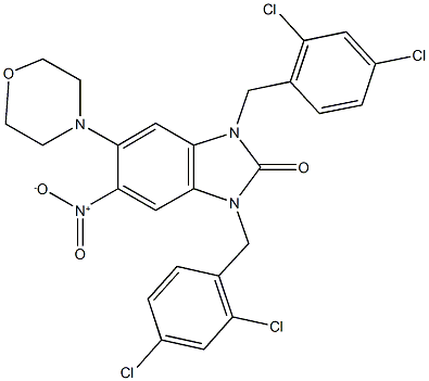 1,3-bis(2,4-dichlorobenzyl)-5-nitro-6-(4-morpholinyl)-1,3-dihydro-2H-benzimidazol-2-one Structure