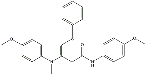 2-[5-methoxy-1-methyl-3-(phenylsulfanyl)-1H-indol-2-yl]-N-(4-methoxyphenyl)acetamide,337472-23-8,结构式