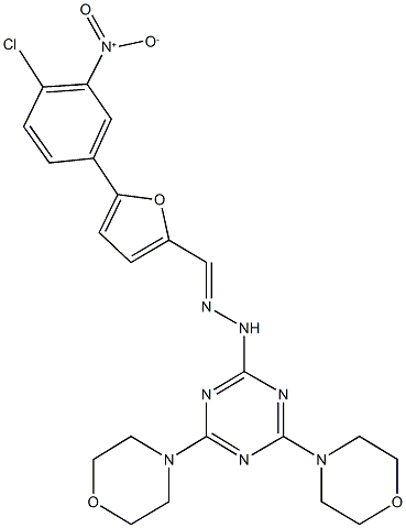 5-{4-chloro-3-nitrophenyl}-2-furaldehyde [4,6-di(4-morpholinyl)-1,3,5-triazin-2-yl]hydrazone 结构式