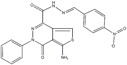 5-amino-N'-{4-nitrobenzylidene}-4-oxo-3-phenyl-3,4-dihydrothieno[3,4-d]pyridazine-1-carbohydrazide|