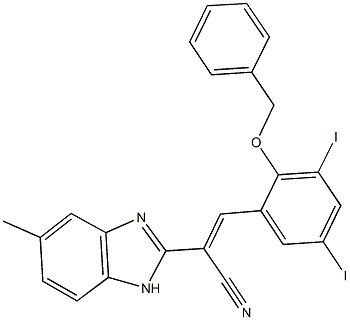 3-[2-(benzyloxy)-3,5-diiodophenyl]-2-(5-methyl-1H-benzimidazol-2-yl)acrylonitrile Structure